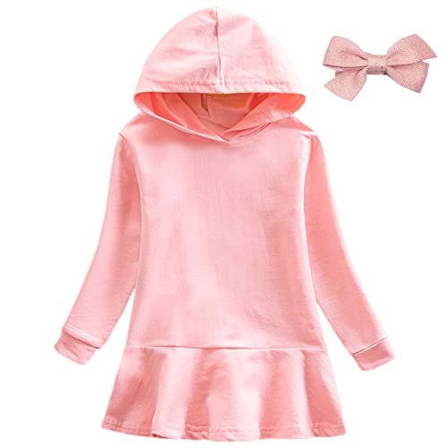 Sudadera vestido niña con capucha pullover manga larga casual