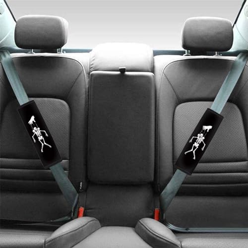 Image of AFPANQZ 2-Pack Fanky Skeleton Car Seat Belt Pads Covers Harness Shoulder Straps Pad Cushion Safety Seatbelt Pillow Cover for Adults Comfortable Driving Adjustable Universal Fit Punk Skull Halloween