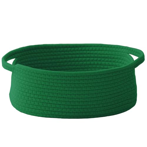 Image of JMvicyroam Small Woven Basket, Empty Gift Basket, Green /1 Pack | Small Gift Basket, Cotton Rope, 12 x 8 x 18 in, Handles, Includes Ribbon and Bag, Birthday Gift Basket