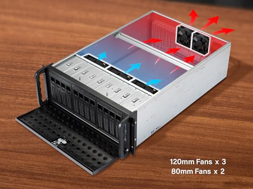 Image of Rosewill 4U Server Chassis Rackmount Case | 12 Hot Swap 3.5 inch, 2.5 inch SATA I, SATA II, SATA III SAS | E-ATX Compatible | 3 Front 120mm Fans, 2 Rear 80mm Fans | 2 x USB 3.0| Front Panel Lock - RSV-L4412U