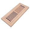 Razo Red Oak Wood Flush Mount Floor Register Vent Cover, 4x14 Inch Duct Opening, 3/4 Inch Thickness, with Damper, Unfinished