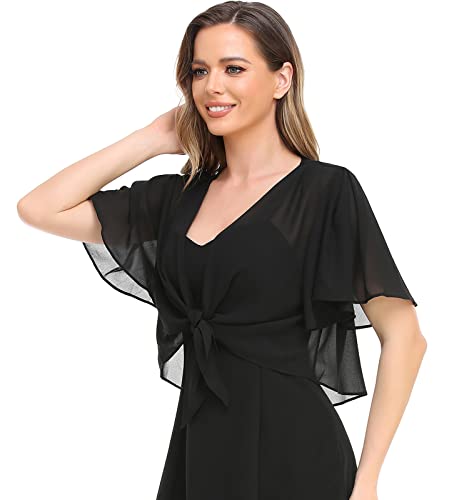 Womens Shrug Chiffon Shawl Wraps Open Front Tie Top Cardigan for Evening Dress