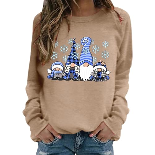 Sweat-shirt de Noël pour femme : le pull ample kaki parfait pour vos matins cocooning