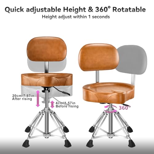 Augioth New Upgraded Zero-Wobble 4 Leg Drum Throne with Backrest, Brown 2 by Augioth - Used condition - US$113.99