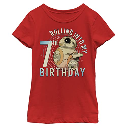 T-shirt Star Wars manches courtes fille anniversaire 7 ans rouge