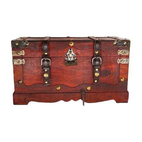 Brynnberg Vintage Schatztruhe groß - Holztruhe mit Schloss 40x19x22cm Massivholz Schatztruhe Schatzkiste Piraten Schatzsuche Holz Kolonialstil Piratentruhe Geldtruhe Geschenk Cover
