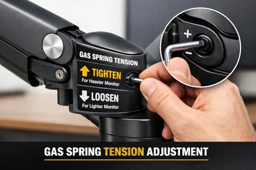 Image of Dual Monitor Arm Gas Spring Stand - Aluminum Alloy & Steel| VESA Mount 75x75 /100x100 Compatible| 1 Year Warranty| Fits 13 inch-32 inch Screens| 2-9KG Load Capacity| Clamp & Grommet Installation - TDS200 Black