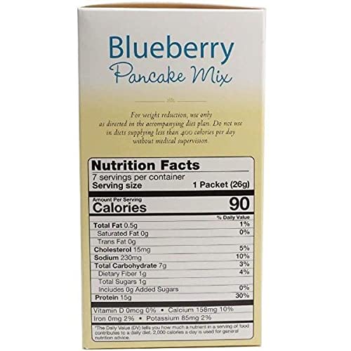 Proteinwise Blueberry Protein Pancake Mix, High Protein Low Carb Snacks For A Healthy Diet, Low Carb, Low Fat, Low Sugar, Low Calorie, Kosher, Protein Breakfast, 7 Packets/Box #TOP2