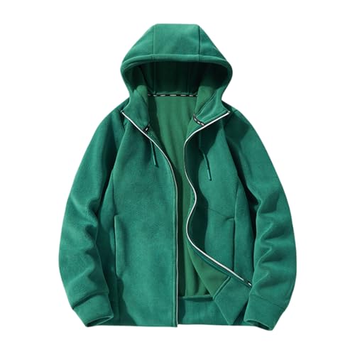 Chaqueta polar para hombre, con capucha gruesa, otoño, invierno, con capucha, con cremallera, forro cálido, ropa al aire libre, multicolor, senderismo, deporte, cómodo, resistente al agua, verde, XXXL