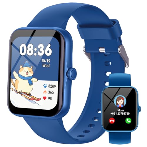 Reloj Inteligente Niño Pulsera Actividad, 1.83 HD Smartwatch Niños Niña con 120 Modos Deportivo, IP68 Impermeable Podómetro Pulsómetro Monitor de Sueño, Smart Watch para 5 a 16 Años Regalo, Azul Real