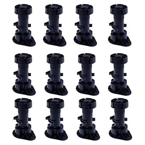 Daszui Cabinet Leveler Legs, Black Cabinet Leveler Legs Adjustable Furniture Legs Adjusts from 3-7/8" to 5-1/8",(12 Pack) Cover
