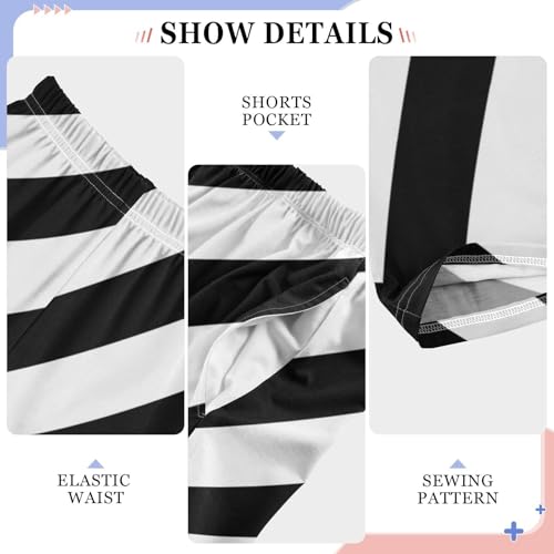 Boys' Pants Black and White Diagonal Lines Long Bottoms Jogger Pants Elastic Waist Trousers with Pockets S-XL4