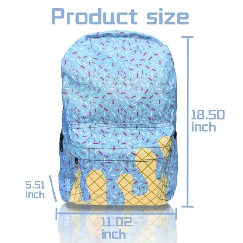 Ice Cream Backpack,Kawaii Large Capacity with Side Pockets Cute light (Red)3