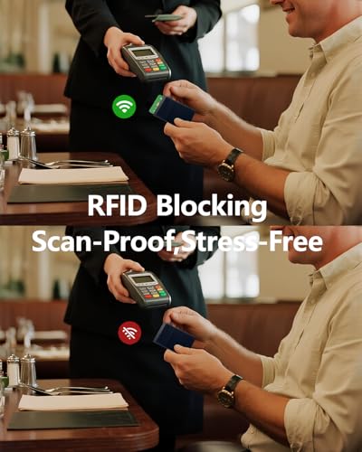 Ultra-Slim Metal Wallet for Men - RFID Blocking Minimalist Pop Up Card Holder, Elastic Pocket for Cash and Coins3