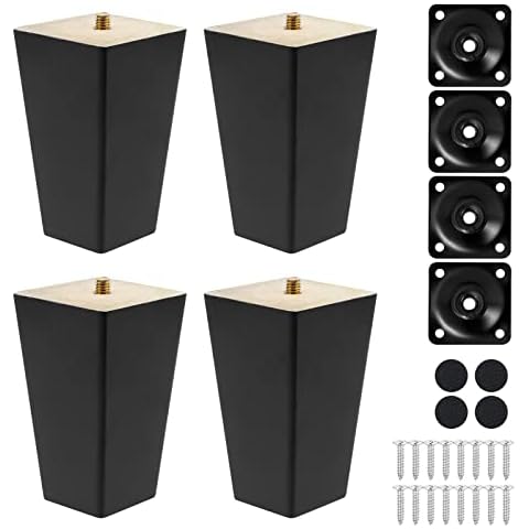 Knpwer Wooden Furniture Legs with Mounting Kit Cover