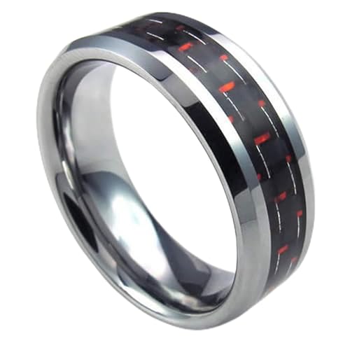 Bague homme tungstène 8mm et fibre de carbone aux finitions luxe