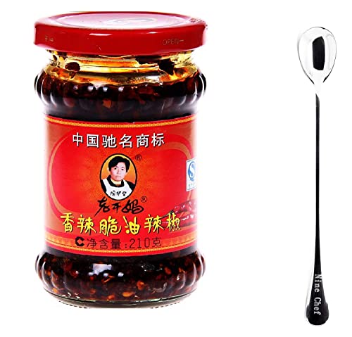 Lao Gan Ma Spicy Chili Crisp (Chili Oil Sauce) - 7.41 Ounce+ Only one NineChef Spoon