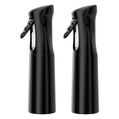 IMPORX Continuous Spray Bottle for Hair 2 Pack (10.1oz/300ml) Home Essentials Spray Bottles for Cleaning Empty Ultra Fine Water Mister Sprayer for Hairstyling Garden Plants Curly Hair Perfume, Black