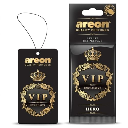 Image of AREON VIP Hanging Car Air Freshener Pack of 3 - Premium Car Perfume with Natural Fragrances, Stylish Hanging Cards Long Lasting Auto Air Freshener for Car, Home, Office & Vehicle Interior - HERO