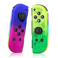Haiovia Replacement Controllers for Nintendo Switch, OLED, Lite | Dual Vibration, Motion Control, Wake-Up Function, RGB Lighting, 15-Hour Battery (Purple)