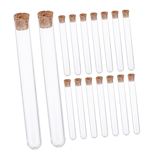 HOMOCONO 100pcs Test Tube Candy Storage Containers Plant Containers Storage Tubes Containers with Lids Chemistry Experiment Equipment Liquid Container Lab Science Tubes Plastic