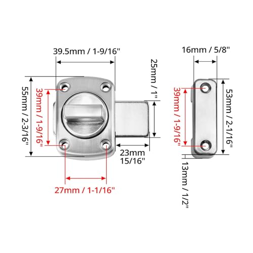 SHYSBV Türriegel Diebstahlsicherung Innentür, Türschloss Innentür,Sicherheitsschloss Wohnungstür,Edelstahl Drehriegel Türschloss für Badezimmertür Schranktür, Silber