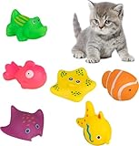 HywkingGrt 6Pcs Pool Cat Interactive Toy, Cat Floating Water Toy, Pool Toys, Pet Kitten Swimming Bathing Fish Toy,Interactive Toys for Indoor, Bath,Sensory, for Endless Self Play