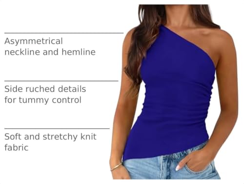 Image of PRETTYGARDEN One Shoulder Summer Tops for Women
