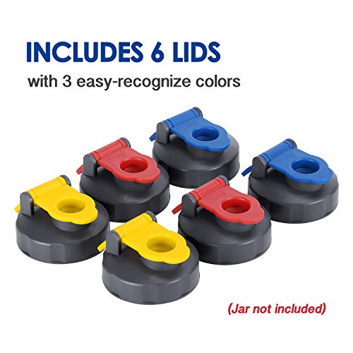 6 Pack of Flip Cap Mason Jar Lids with Leak-proof & Airtight Seal and Easy Pour Spout - REGULAR MOUTH - Thumbnail 2