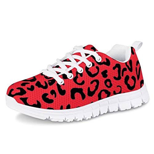 AmzPrint Black and White Kids Leopard Print Shoes Fashion Mesh Air Cushion Flat Walking Running Sneakers for Little Girls2