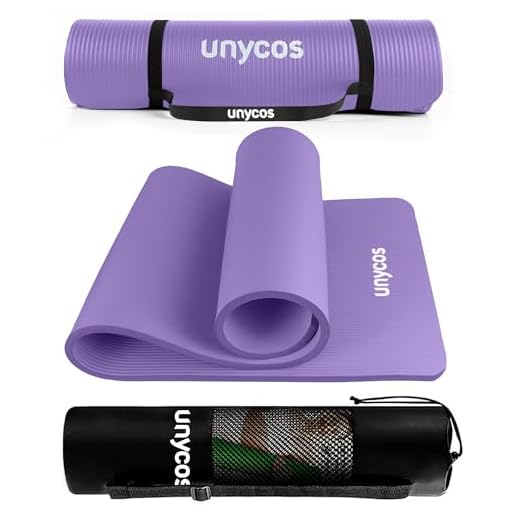unycos - Esterilla de Deporte, Yoga, Pilates y Fitness, Gruesa (10 mm) Antideslizante【E-Book】Correa y Bolsa de Transporte, Colchoneta NBR para Gimnasio en Casa 183x60 cm | 72,04"x23,62" (Morado)