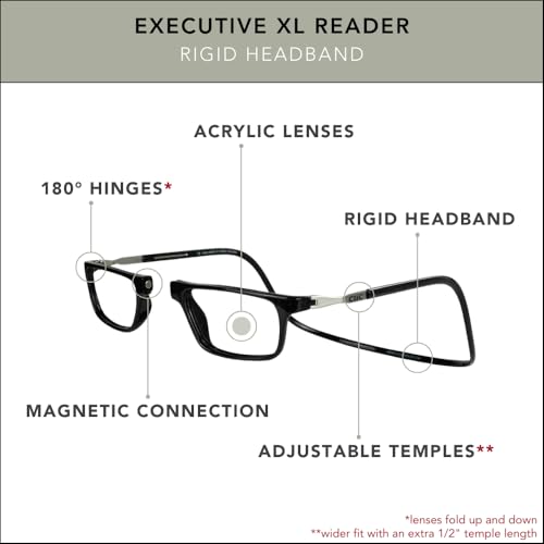 Clic EXEC XL BLACK 2.00 Magnetic Reading Glasses thumb #3