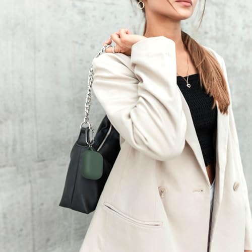 KOKOKA Silikon Hülle Schutzhülle Kompatibel mit AirPods Pro 3. Generation mit Reinigungsset, Stoßfeste Weiche Dünne Schutzhülle Case für Airpods Pro 3 2025 mit Cleaner Kit & Karabiner, Deep Green