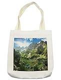 Lunarable Mountain Tote Bag, Mountain Lakes in Albanian Alps Nature Reserves Touristic Lakeside...