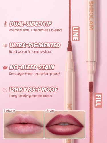 SHEGLAM True Stain Liquid Lip Liner Smooch-proof Stay Long-lasting Lip Color-112 Plum Sauce - 4