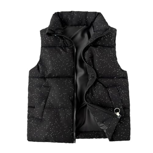 Kids Puffer Vest Sleeveless Stand Collar Zip Polka Dot Warm Winter Vest - image 2