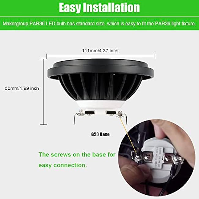 PAR36 LED Landscape Light Bulb 10W, 12V Low Voltage Lighting, Waterproof Spotlight for Outdoor Yard Tree Light, In-Ground Well Light, Warm White 2700K-3000K