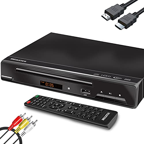Megatek Region-Free DVD Player for TV with HDMI Connection (1080p Full-HD Upscaling), Home CD Player, USB Port, AV/Coaxial Outputs, Solid Metal Case