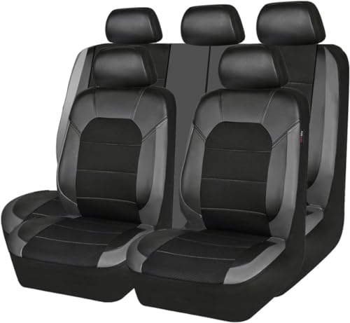 DELPOS Lot de housses de siège de voiture universelles pour VW Volkswagen GLI/Multivan T7/T-ROC/T-ROC Cabriolet/T-Cross/Sharan Accessoires de voiture Noir/gris