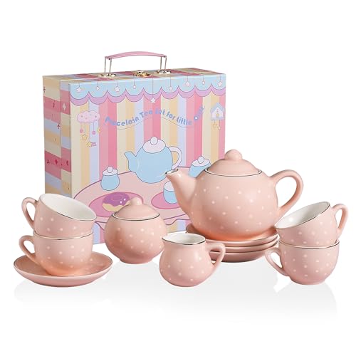 Sweejar Porcelain Tea Set for Girls – 4-Piece Includes Teapot, Cups, Saucers