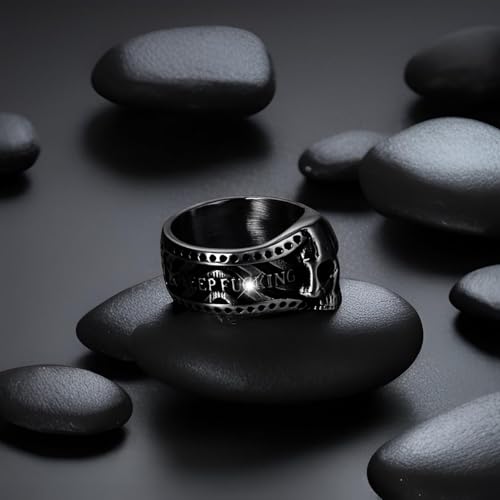 Vintage Ring Stainless Steel Gothic Skull Rings for Men Boy Band Silver Skeleton Cocktail Party Biker Ring Size 8-133