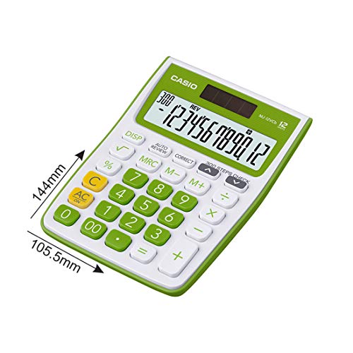 Casio MJ-12VCb-GN 300 Steps Check & Correct Colourful Desktop Calculator (Green)