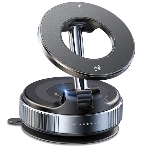 Coolpow Soporte Móvil Coche para MagSafe [N58 Imanes] Soporte Magnético Móvil Coche [Rotación de 360° & Plegable] para Salpicaderos y Parabrisas, Compatible con iPhone 17 Pro MAX 16 15