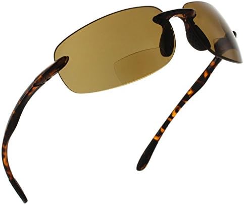 Fiore Island Sol Polarized Bifocal Sunglasses Sports Wrap Sun Readers Rimless TR90 Bi Focal Reading Glasses For Men And Women | 100% UV Protection
