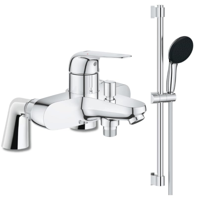 Mitigeur bain mécanique GROHE Bauloop avec ensemble de douche GROHE Vitalio Start avec colonnettes