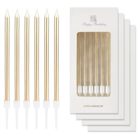 24 Pcs Champagne Gold Birthday Cake Candles Cover