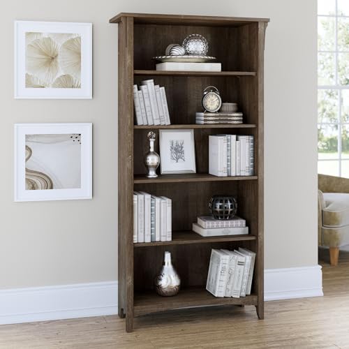 image for Bush Furniture Salinas 5 Shelf Bookcase in Ash Brown, Tall Bookshelf, 