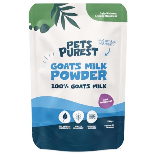 Pets Purest Goats Milk Powder for Dogs - 250g Whole Goats Milk Powder Low-Lactose Nutrient-Rich Dog Milk for Hydration Gut Health Immunity and Improved Appetite in Pets of All Ages