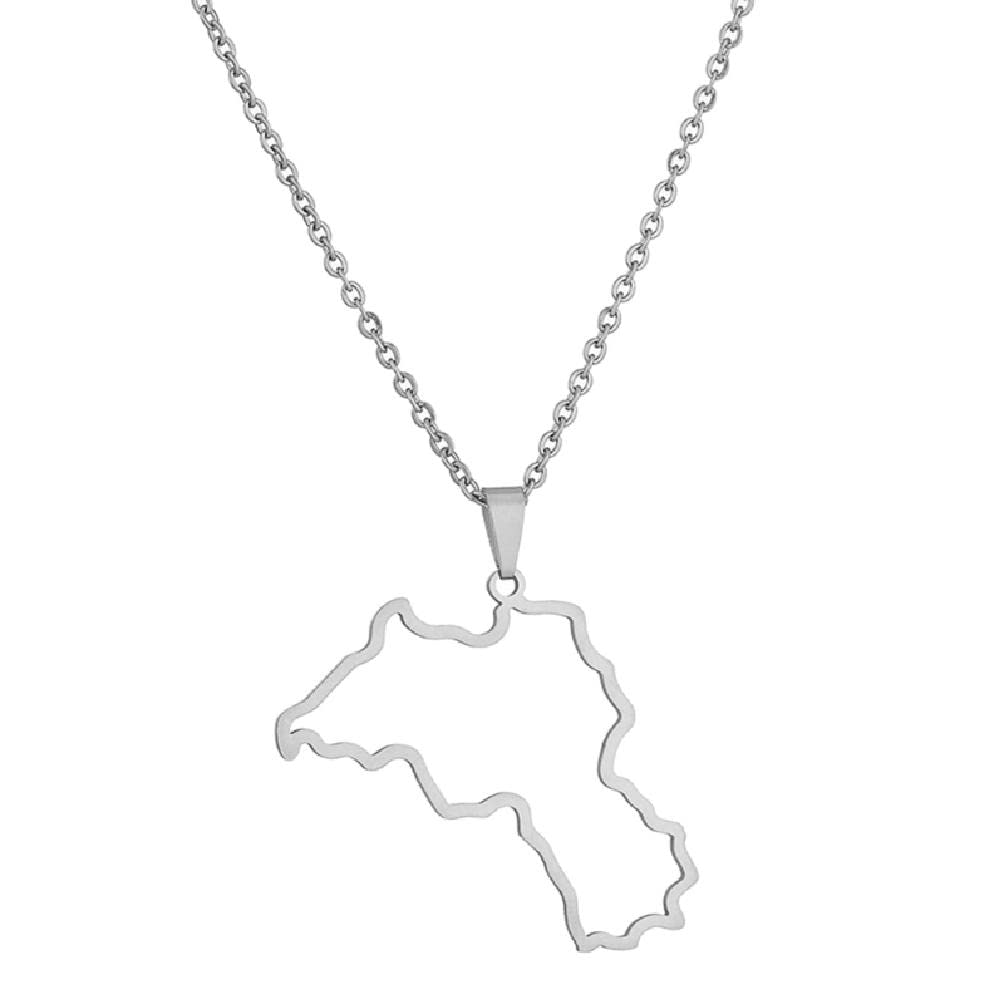 Stainless Steel Kurdistan Map Pendant Necklace Women Men Fashion Jewelry Silver/Gold Color Patriotism Country Choker Fashion necklace