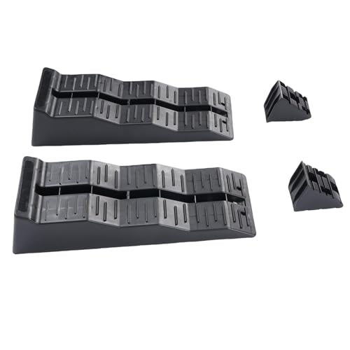 Fockety RV Leveling Ramps, Heavy Duty 3 Steps Adjustable Trailer Ramp, RV Leveler for Stabilizing Uneven Ground and Parking, 11000lbs Load Capacity (with Bag)